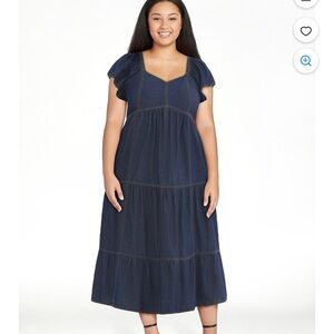 Terra & Sky Dark Blue Midi Dress